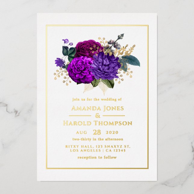 Royal Purple and Gold Floral Wedding (Front)