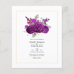 Royal Purple and Gold Floral Wedding Invitation Flyer