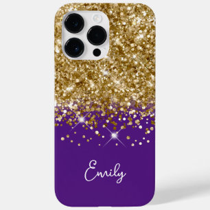 Royal Purple and Gold Glitter Glam Case-Mate iPhone 14 Pro Max Case