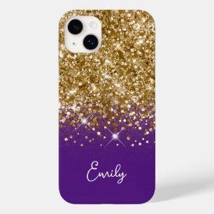 Royal Purple and Gold Glitter Glam Case-Mate iPhone 14 Plus Case