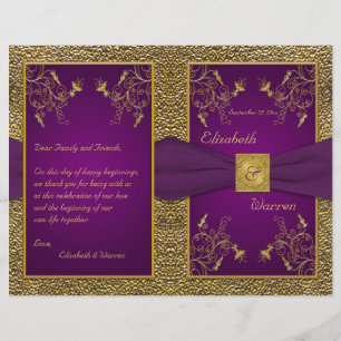 Royal Purple and Gold Medallion Wedding Program