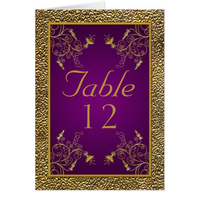 Royal Purple and Gold Table Card (Front)
