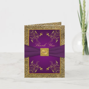 Royal Purple and Gold Thank You Note Card