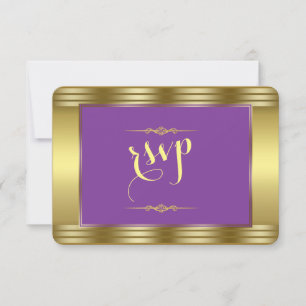 Royal Purple and Gold Wedding Wedding RSVP Card