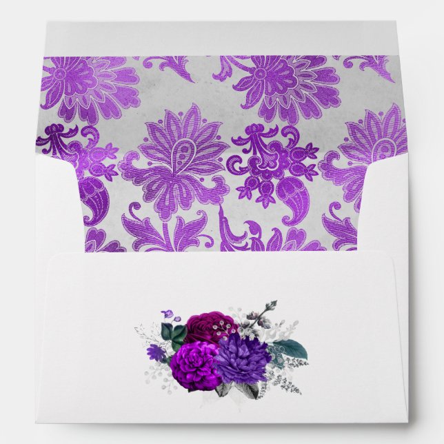 Royal Purple and Silver Floral Envelope (Back (Bottom))