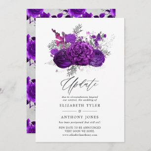Royal Purple and Silver Floral Wedding Update Invitation