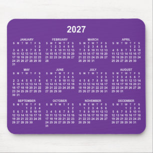 Royal Purple and White 2027 Calendar Mouse Mat