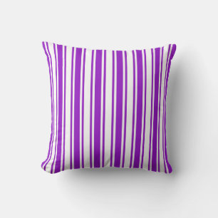 Royal purple and white candy stripes cushion