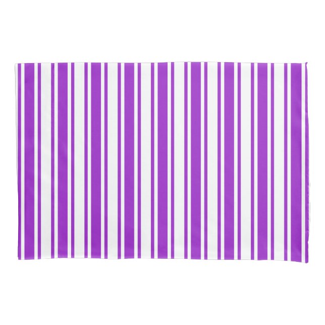 Royal purple and white candy stripes pillowcase (Front)