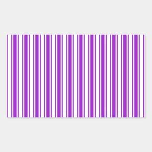 Royal purple and white candy stripes rectangular sticker