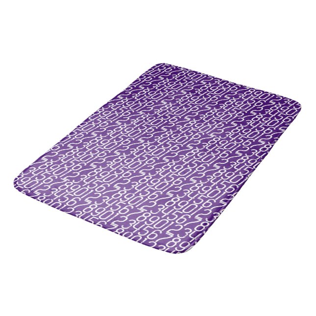 Royal Purple and white. Numbers Math. Bath Mat (Angled)