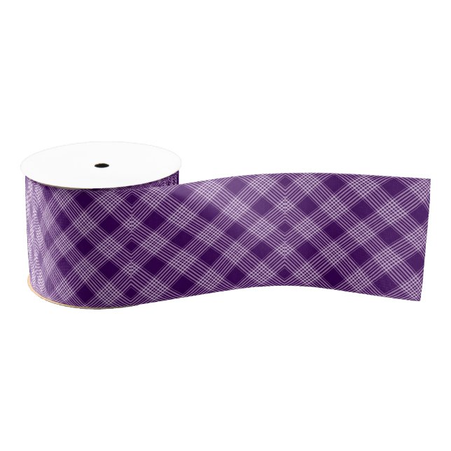 Royal Purple And White Plaid Grosgrain Ribbon (Spool)