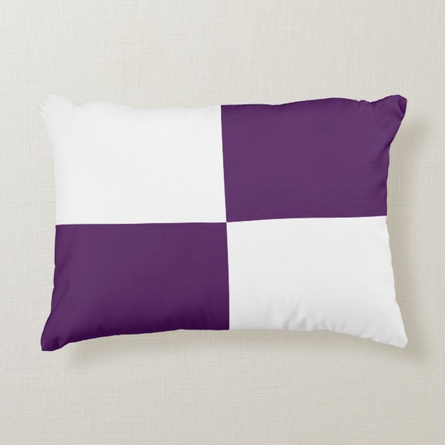 Royal Purple and White Rectangles Decorative Cushion (Front)