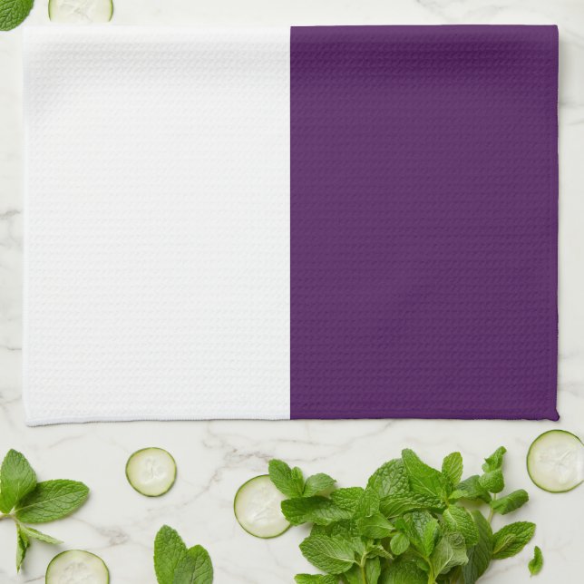 Royal Purple and White Rectangles Tea Towel (Folded)