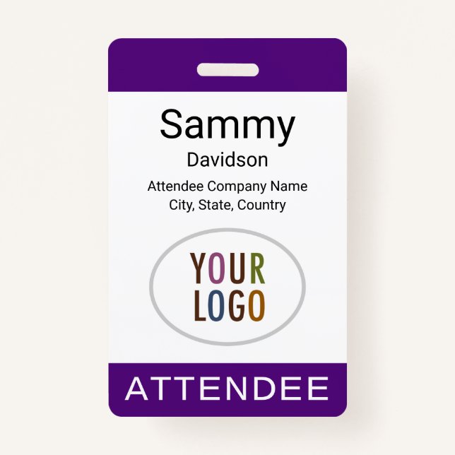 Royal Purple Attendee Badge Logo Clip Lanyard Reel ID Badge (Front)