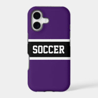 Royal Purple Black Athletic Stripes SOCCER Text