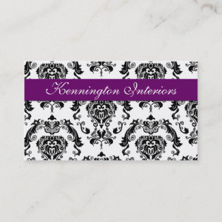 Royal Purple Black Damask Lace Business Cards