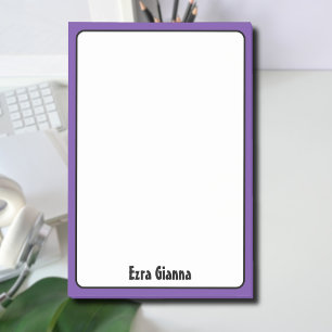 Royal Purple Border Minimalist Professional Name Post-it Notes