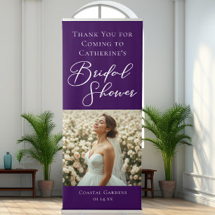 Royal Purple Bridal Shower Personalised Photo Retractable Banner