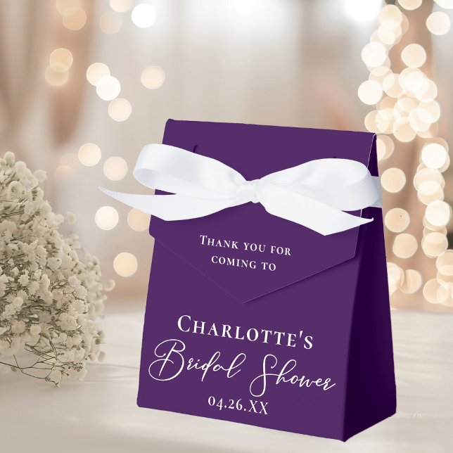 Royal Purple Bridal Shower White Personalised Favour Box (Creator Uploaded)