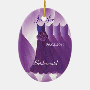 ROYAL PURPLE Bridesmaid Thank You Wedding Ceramic Tree Decoration