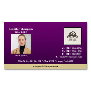Royal Purple Business Card with Gold Accent Folded