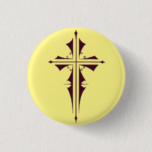 Royal Purple Christian Cross Art 3 Cm Round Badge