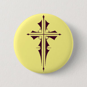 Royal Purple Christian Cross Art 6 Cm Round Badge