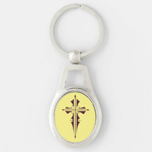 Royal Purple Christian Cross Art Key Ring