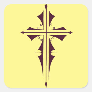 Royal Purple Christian Cross Art Square Sticker