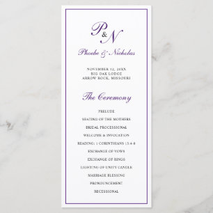 Royal Purple Classic Elegant Wedding Programme
