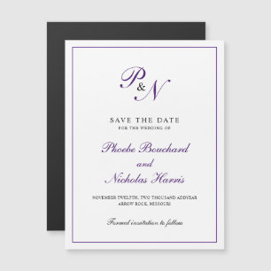 Royal Purple Classic Elegant Wedding Save the Date Magnetic Invitation