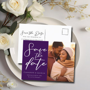 Royal Purple Couple Photo Elegant Save the Photo Announcement Postcard