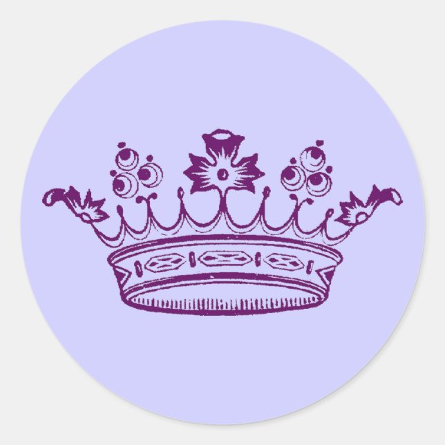 Royal Purple Crown Classic Round Sticker (Front)
