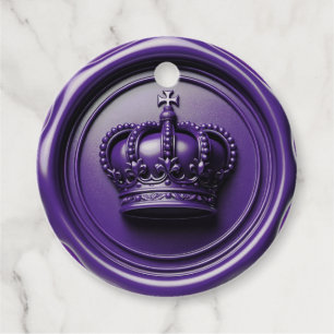 Royal Purple Crown Wax Seal Birthday Wedding Favour Tags