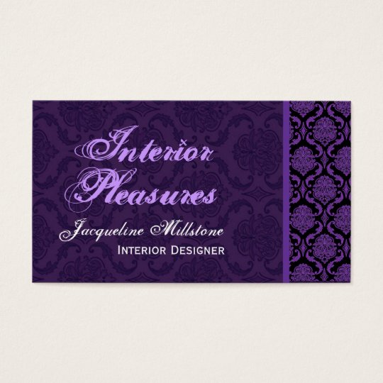 Royal Purple Damask Monogram Business Card