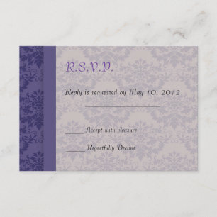 Royal Purple Damask Wedding RSVP Card