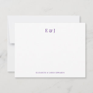 Royal Purple Elegant Couple Initials Personalised Card