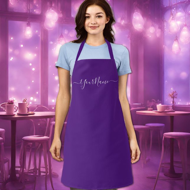  royal purple-elegant script  apron (Creator Uploaded)