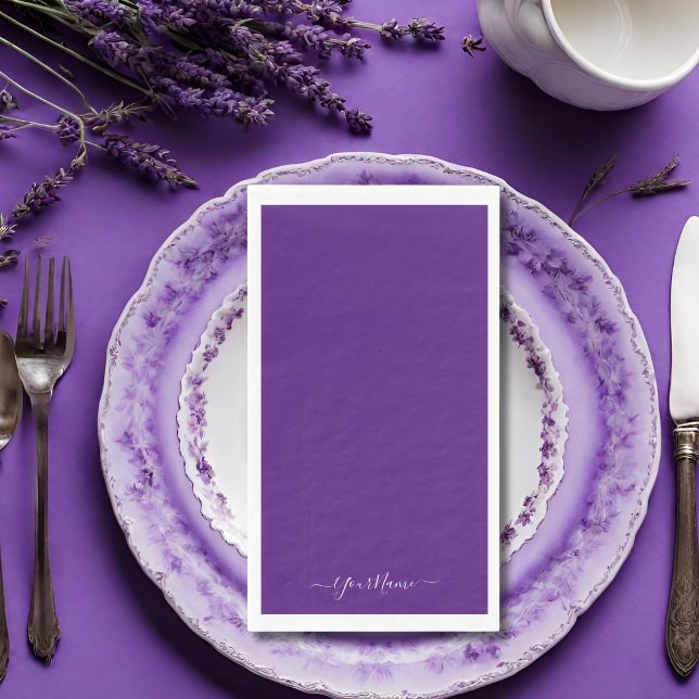 Royal purple - elegant script  napkin (Creator Uploaded)