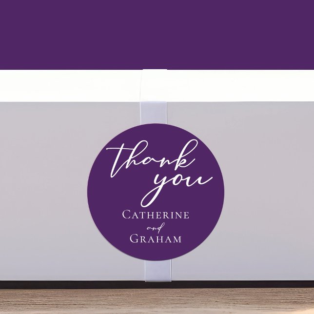 Royal Purple Evening Wedding Personalised Classic Round Sticker (Creator Uploaded)