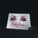 Royal Purple Fabulous Glitter Eyes Birthday Card<br><div class="desc">Royal Purple Fabulous Glitter Eyes Standard Birthday Card features a pair of large eye lids with blush pink glitter eyeshadow, diamanté effect liner with long black lashes on a silver glitter effect background. The word 'fabulous' is written in script in a matching royal purple with a small silver queen's crown...</div>