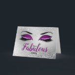 Royal Purple Fabulous Glitter Eyes Birthday Card<br><div class="desc">Royal Purple Fabulous Glitter Eyes Standard Birthday Card features a pair of large eye lids with blush pink glitter eyeshadow, diamanté effect liner with long black lashes on a silver glitter effect background. The word 'fabulous' is written in script in a matching royal purple with a small silver queen's crown...</div>