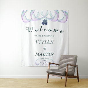 Royal Purple Faith Mini Floral Wedding Backdrop  Tapestry