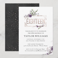 Royal Purple | Floral Ornate Foil Frame Birthday