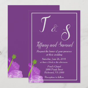 Royal Purple Floral Wedding Invitation