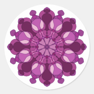 Royal Purple Flower Mandala Classic Round Sticker
