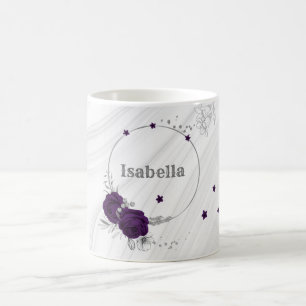 royal purple flowers silver leaves marble coffee mug