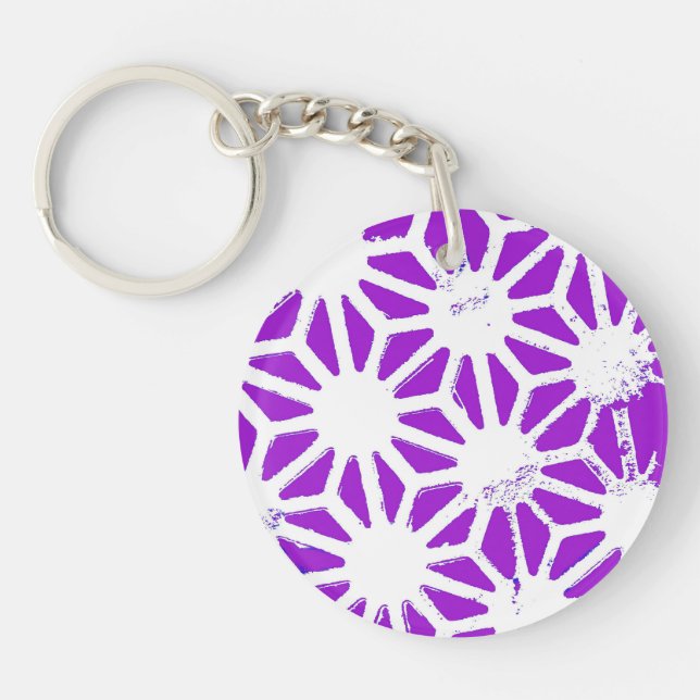 Royal purple geometric pattern key ring (Front)