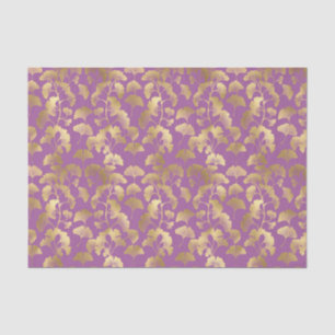 Royal Purple Ginkgo Leaf Luxury Gold Pattern Tissue Paper